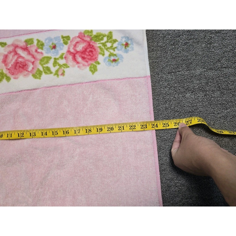 VTG Martex Terri-down West Point Pepperell Pink Floral Towel Romantic - Picture 5 of 5